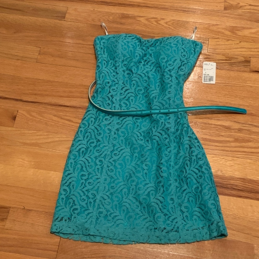 Forever 21 Teal Lace Strapless Dress